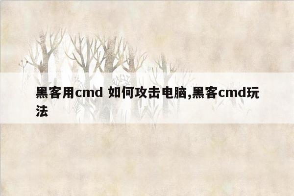 黑客用cmd 如何攻击电脑,黑客cmd玩法