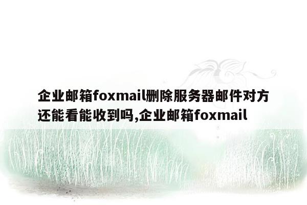 企业邮箱foxmail删除服务器邮件对方还能看能收到吗,企业邮箱foxmail
