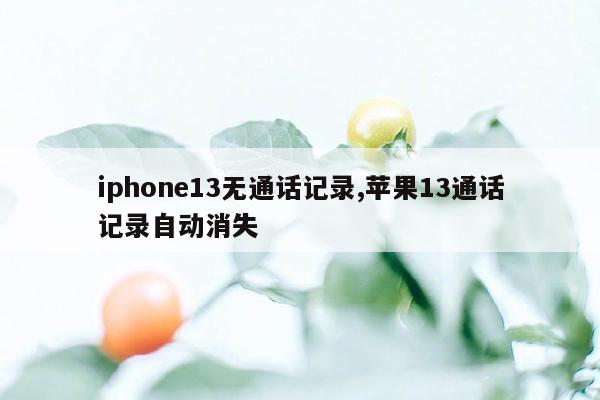 iphone13无通话记录,苹果13通话记录自动消失