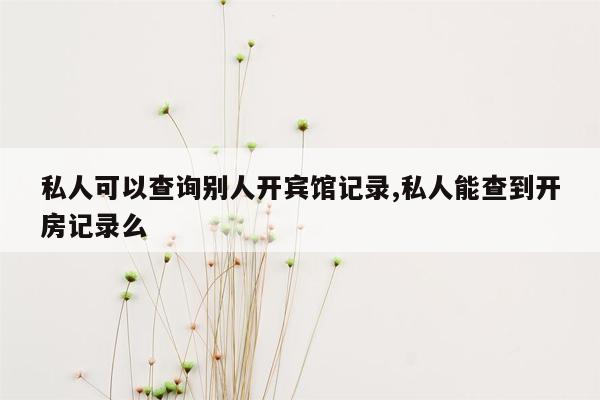 私人可以查询别人开宾馆记录,私人能查到开房记录么