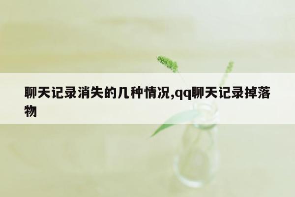 聊天记录消失的几种情况,qq聊天记录掉落物