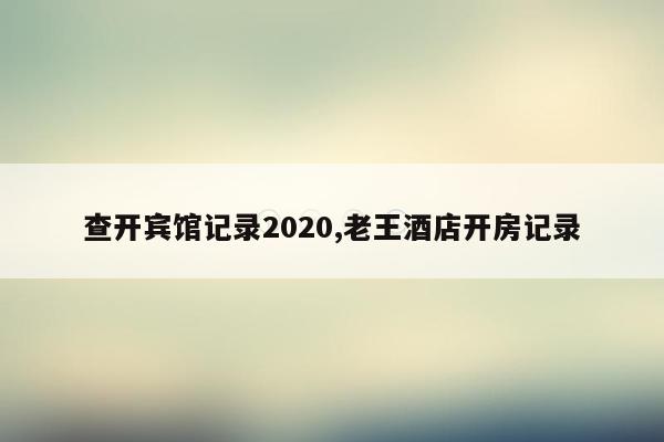 查开宾馆记录2020,老王酒店开房记录